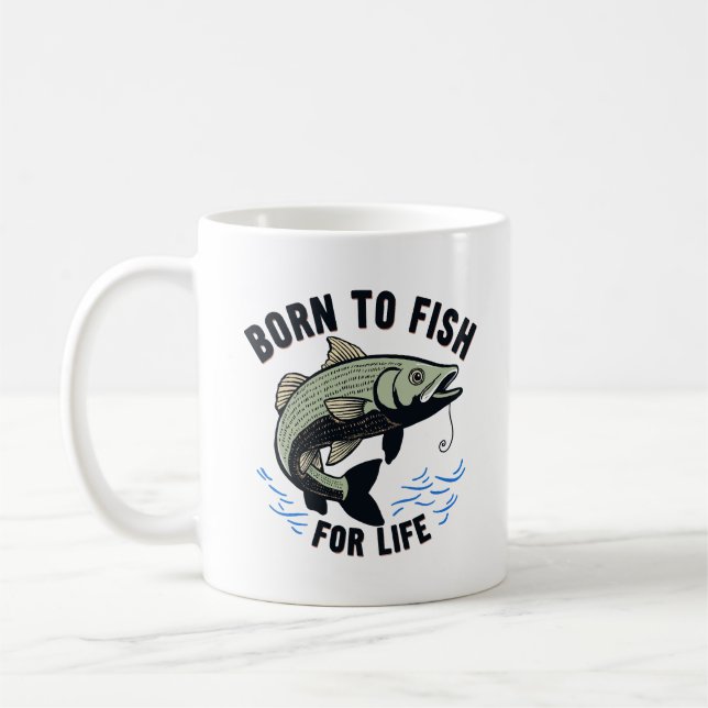 Zum Fischen geboren Kaffeetasse (Links)