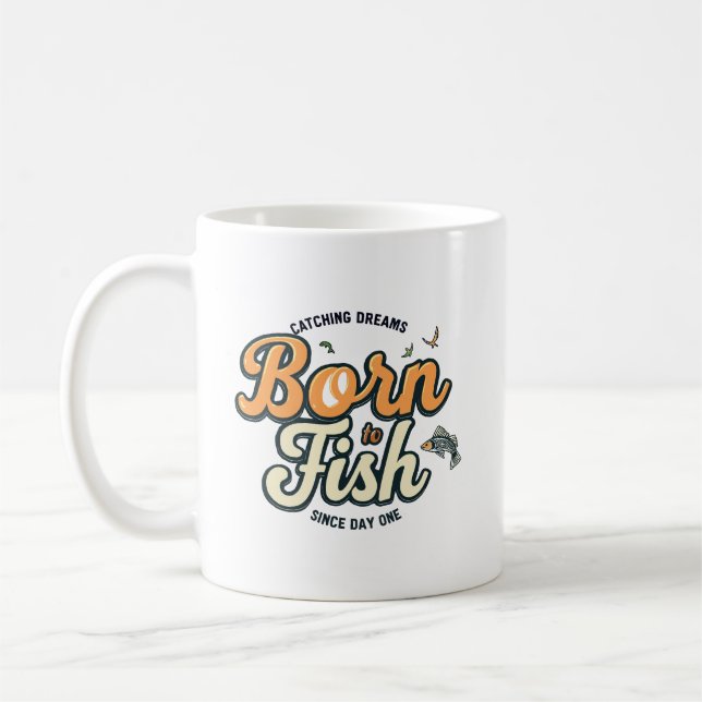 Zum Fischen geboren Kaffeetasse (Links)