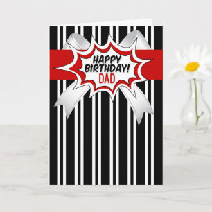 zum Geburtstag des Vaters mit rotem Comic-Book-Sti Karte