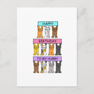 Zum Geburtstag Ehemann Cartoon Katzen Postkarte