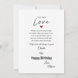 Zum Geburtstag meiner Liebe Grußkarte Karte