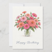 Zum Geburtstag mit rosa Korallen-Zinnias