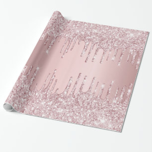 Zum Geburtstag rosa Glittertropfen funkeln rosafar Geschenkpapier