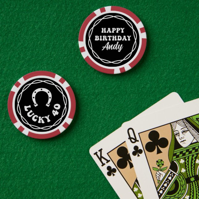 Zum Glück 40. Geburtstag Casino Night Custom Pokerchips (Pokertisch (doppelt))
