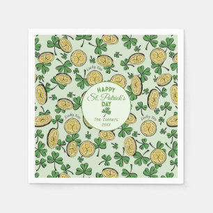 Zum Glück Coins & Green Kleeblatts St Patricks Day Serviette