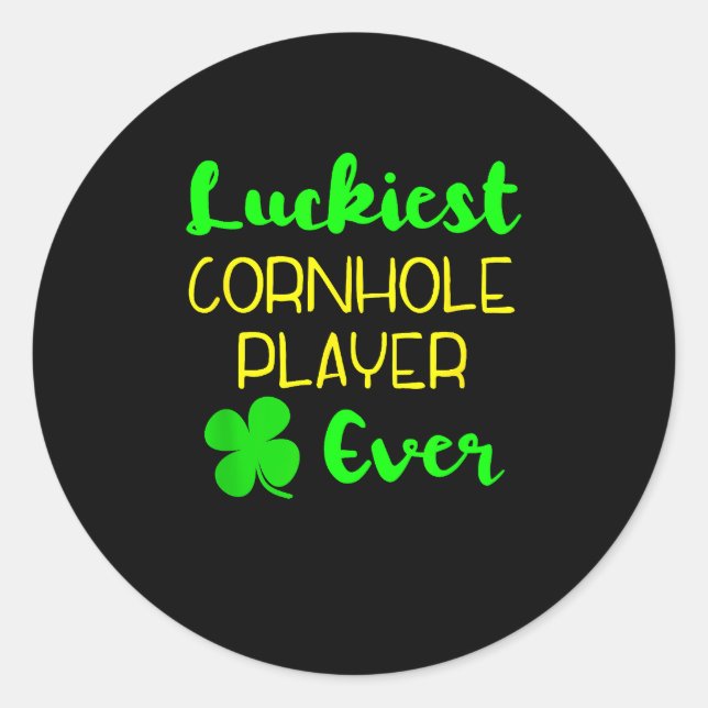 Zum Glück Cornhole Player St Patrick Day Runder Aufkleber (Vorderseite)