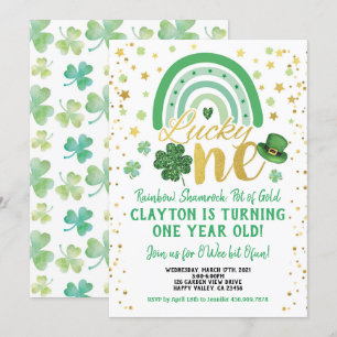 Zum Glück ein Baby Erster Geburtstag St Patrick's  Einladung