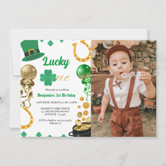 Zum Glück ein erstes Geburtstag St Patrick's Day B Einladung