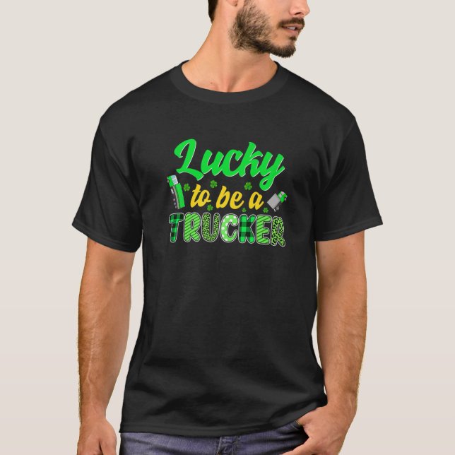 Zum Glück ein Trucker Irish St Patrick's Day Lepre T-Shirt (Vorderseite)