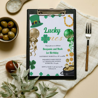 Zum Glück ein Twin 1. Geburtstag St Patrick's Day Einladung