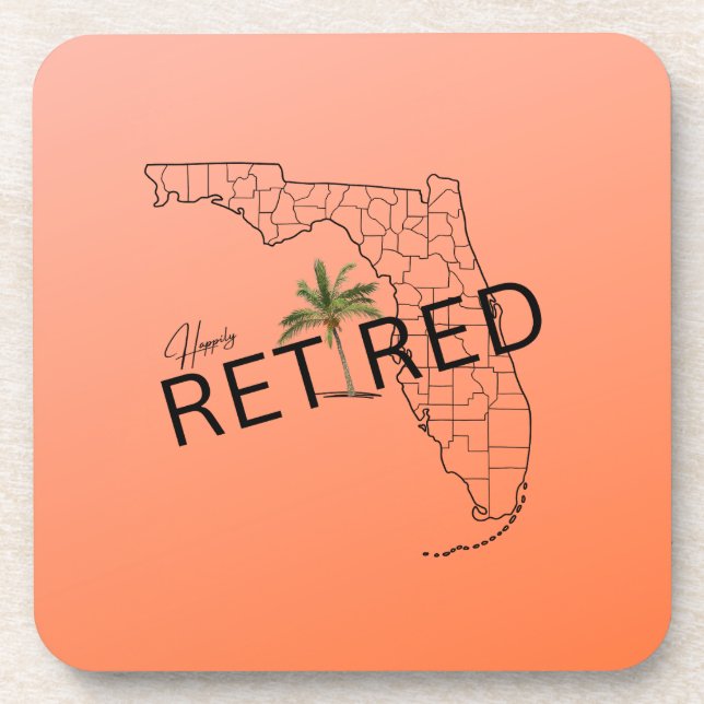 Zum Glück ermüdet Florida Map und Tropical Palm Tr Getränkeuntersetzer (Vorderseite)