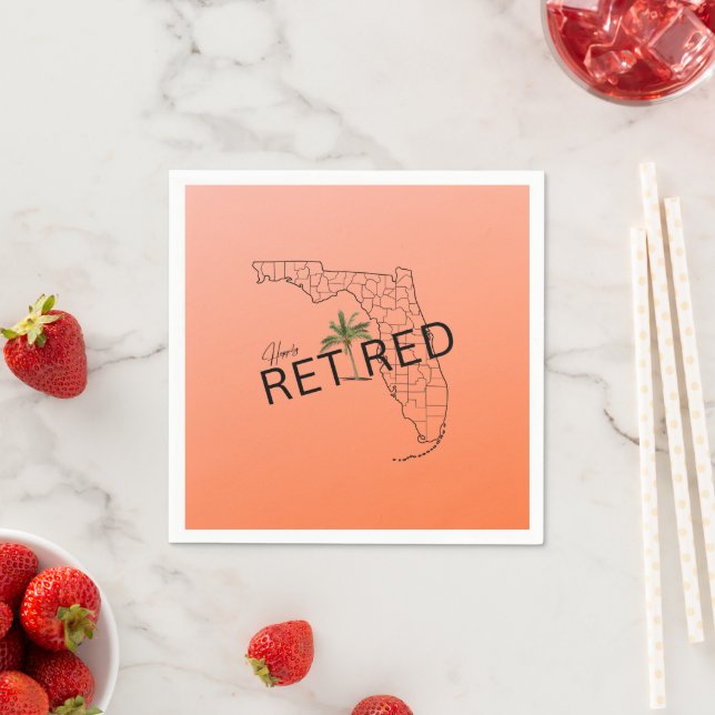 Zum Glück ermüdet Florida Map und Tropical Palm Tr Serviette (Beispiel)