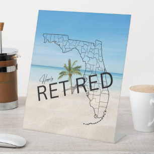 Zum Glück ermüdet Florida Map und Tropical Palm Tr Sockelschild
