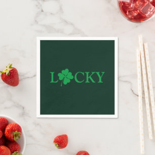 Zum Glück Green Clover Kleeblatt St. Patrick's Da Serviette