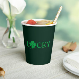 Zum Glück Green Clover Kleeblatt St. Patrick's Day Pappbecher
