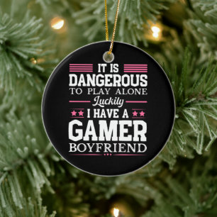 Zum Glück habe ich eine Gamer Girlfriend Funny Cou Keramik Ornament