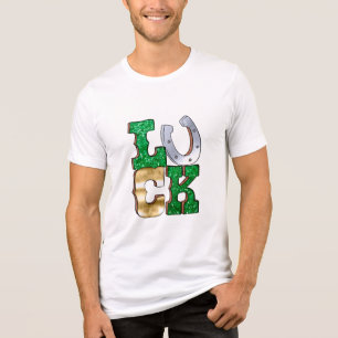 Zum Glück HorseShoe Green Gold St Patricks Day Tri-Blend Shirt
