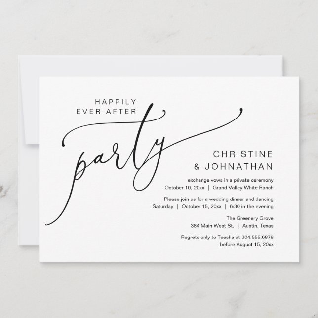 Zum Glück immer nach dem Party, Elopement Dinner D Einladung (Vorderseite)