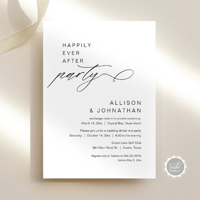 Zum Glück immer nach dem Party, moderne Hochzeitsf Einladung (Happily Ever After Party, Modern Minimalist Wedding Elopement Invitation, Instant Digital Download)