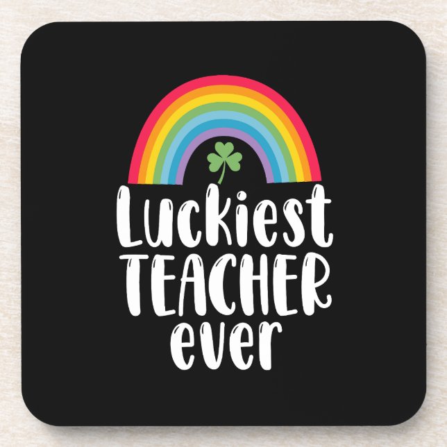 Zum Glück Lehrer je Schule Geschenk St Patricks Da Getränkeuntersetzer (Vorderseite)