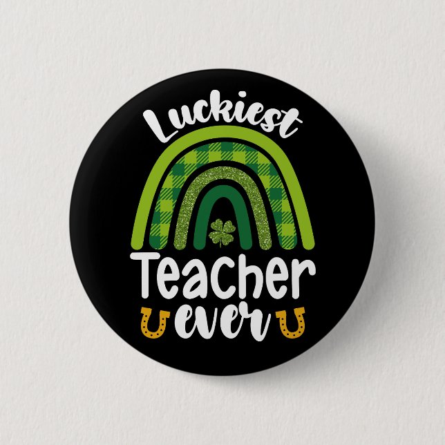 Zum Glück Lehrer je Schule St Patrick's Day Button (Vorderseite)