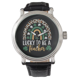 Zum Glück Lehrerin Rainbow St Patrick's Day Armbanduhr