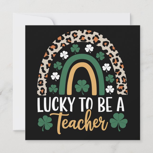 Zum Glück Lehrerin Rainbow St Patrick's Day Einladung (Vorderseite)