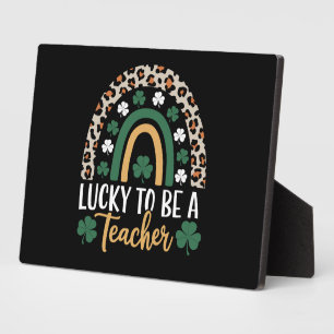 Zum Glück Lehrerin Rainbow St Patrick's Day Fotoplatte