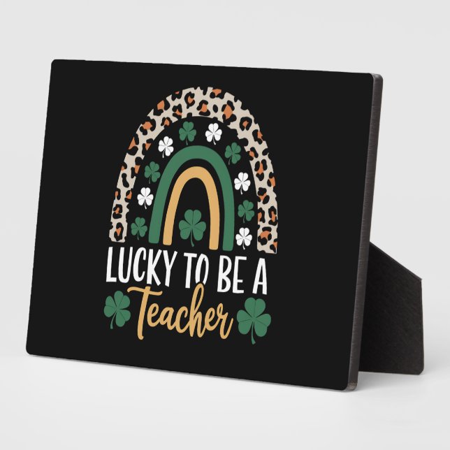 Zum Glück Lehrerin Rainbow St Patrick's Day Fotoplatte (Seite)