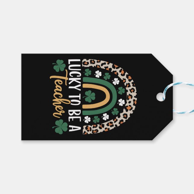 Zum Glück Lehrerin Rainbow St Patrick's Day Geschenkanhänger (Vorderseite (Horizontal))
