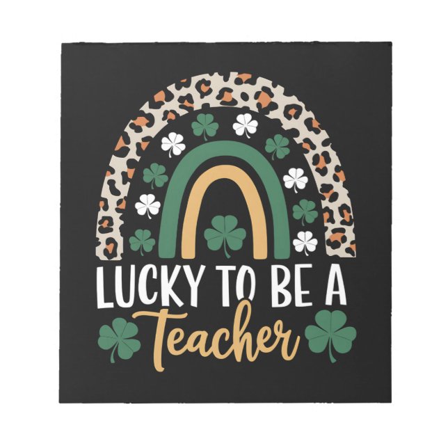 Zum Glück Lehrerin Rainbow St Patrick's Day Notizblock (Vorderseite)