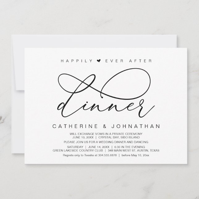 Zum Glück nach dem Abendessen, modernes romantisch Einladung (Vorderseite)