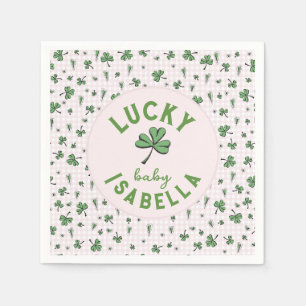 Zum Glück Pink und Grüne Clovers St Patrick's Day Serviette