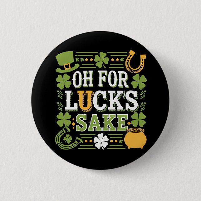 Zum Glück Sake Funny St Patrick's Day Clover Button (Vorderseite)