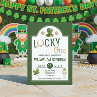 Zum Glück, St. Patrick's Day First Birthday Party Einladung