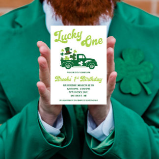 Zum Glück, St. Patrick's Day Truck Erster Geburtst Einladung