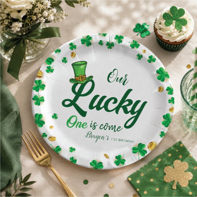 Zum Glück - St. Patrick's Day zum ersten Geburtsta Pappteller (ring the luck of the Irish to your celebration with this festive St. Patrick's Day collection )