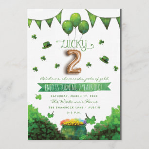 Zum Glück zwei Patrick's Day Geburtstagsparty Einl Einladung