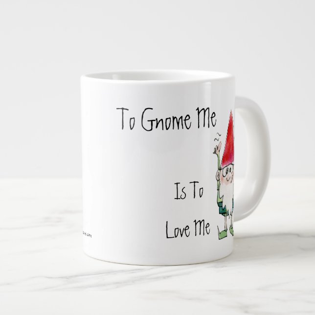 Zum Gnome bin ich zur Liebe ich Cartoon-Tasse Jumbo-Tasse (Vorderseite Rechts)