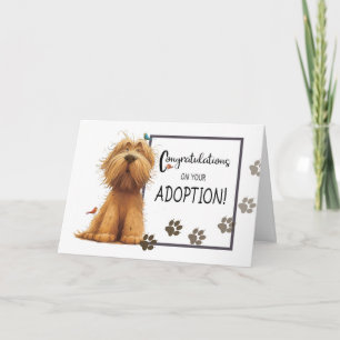 Zum goldfarbenen zotteligen Hund Gratulation zur A Karte