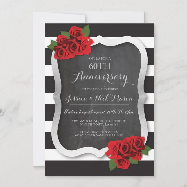 Zum Hochzeitstag Silver Diamond 60. 25. Einladung (Vorderseite)