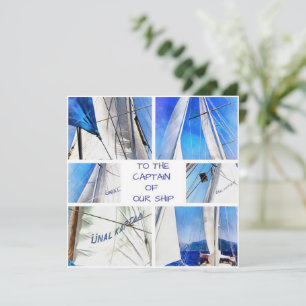 Zum Kapitän unserer Schiff künstlerische weiße Seg Save The Date