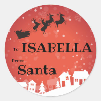 zum Kind aus dem SANTA Geschenketikett Schlitten L Runder Aufkleber