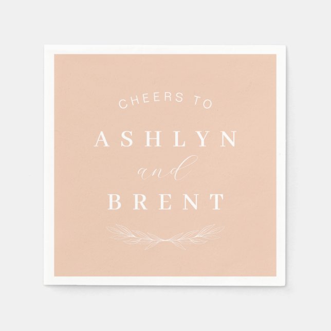 Zum Light Peach Wedding Cocktail Napkins Serviette (Vorderseite)