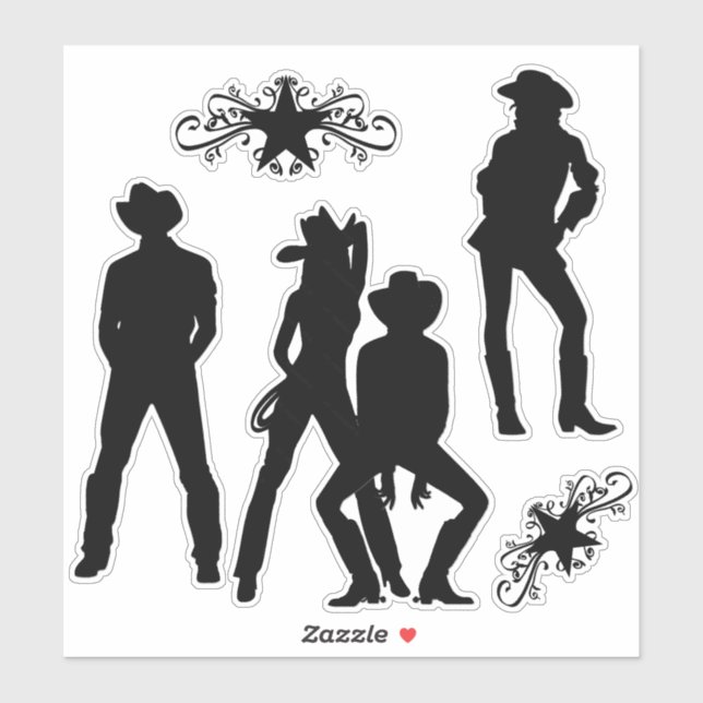 Zum Line Dance verwendet Funky Cowboy Aufkleber (Blatt)