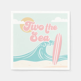 Zum Meer Zwei Pink Surf Beach Geburtstag Serviette