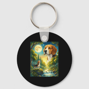 Zum Mond heulendes Beagle-Meme-Tier Hund Schlüsselanhänger