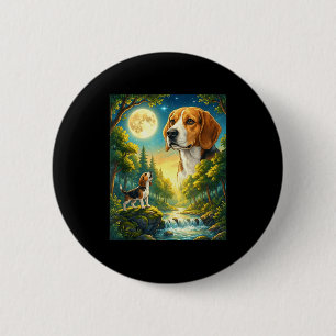 Zum Mond heulendes Meme-Tier Hund Beagle Button