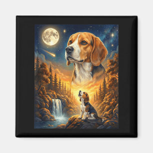 Zum Mond heulendes Meme-Tier Hund Beagle  Magnet