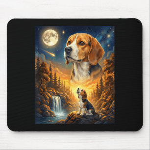 Zum Mond heulendes Meme-Tier Hund Beagle Mousepad